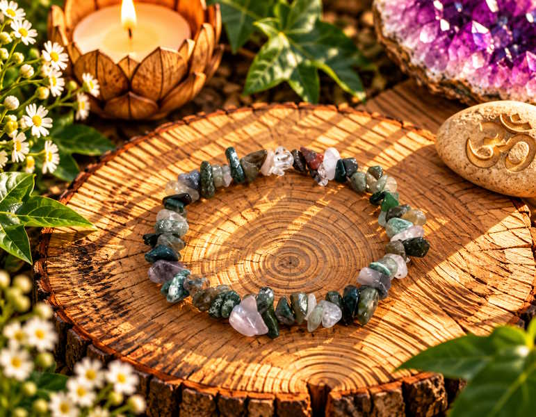 Pulsera chip ágata musgo
